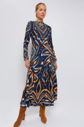 Pineapple Ikat Blue Maxi Dress